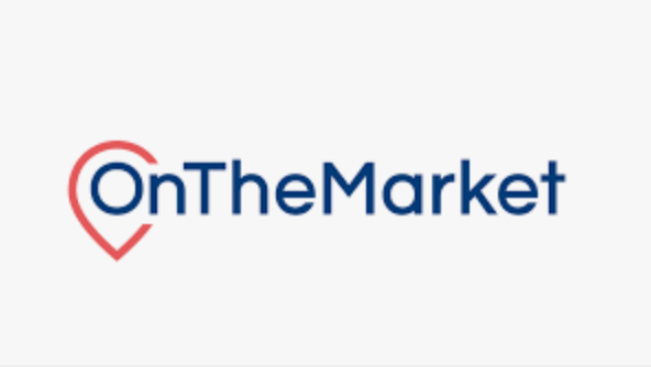 OnTheMarket logo with the text OnTheMarket in blue letters. The O is styled as a red map pin, symbolising location—perfect for finding properties for sale in Sunderland—set against a white background.
